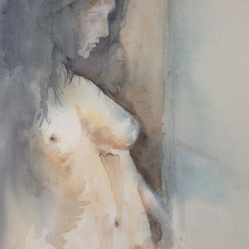 Painting titled "Buste" by Gaury, Original Artwork, Watercolor