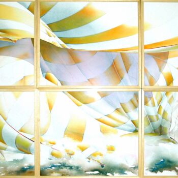 Painting titled "Polyptyque yellow s…" by Philippe Gavin, Original Artwork, Watercolor