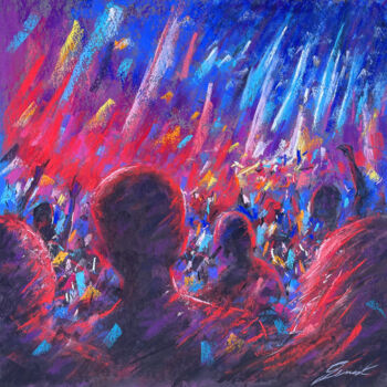 Painting titled "Ambiance Concert N°1" by Philippe Genest, Original Artwork, Pastel Mounted on Cardboard