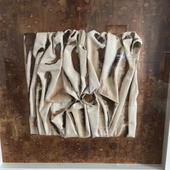 Textile Art titled "Tensions" by Philippe Haniez, Original Artwork, Fabric Mounted on Wood Panel