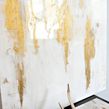 Peinture intitulée "white and gold" par Philippe Heurtaux (TAMATA), Œuvre d'art originale, Acrylique Monté sur Châssis en bo…