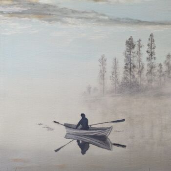 Peinture intitulée "Bateau dans la brume" par Philippe Klak, Œuvre d'art originale, Huile