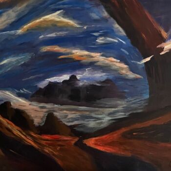Painting titled "Les montagnes brume…" by Philippe Kocher, Original Artwork, Acrylic Mounted on Wood Stretcher frame