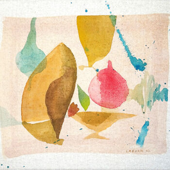 Peinture intitulée "Étude avec fruit et…" par Philippe Laborde, Œuvre d'art originale, Aquarelle