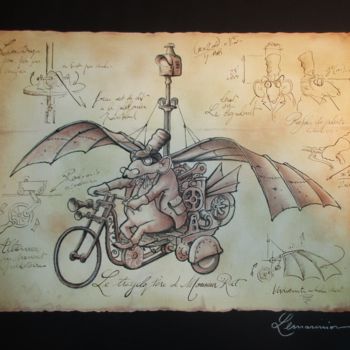 Dibujo titulada "Le tricycloptère de…" por Philippe Lemarinier, Obra de arte original, Tinta