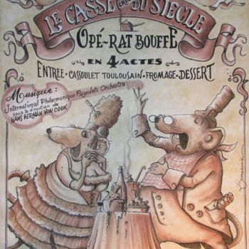 Zeichnungen mit dem Titel "Hommage à Offenbach" von Philippe Lemarinier, Original-Kunstwerk, Pastell
