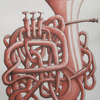 Tekening getiteld "Tubarallonge" door Philippe Lemarinier, Origineel Kunstwerk, Pastel