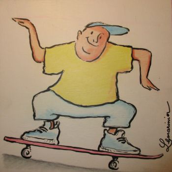 Desenho intitulada "Skate !" por Philippe Lemarinier, Obras de arte originais, Tinta