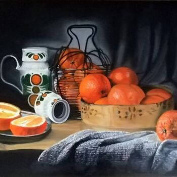 Peinture intitulée ""Les oranges"" par Philippe Lemesle, Œuvre d'art originale, Huile