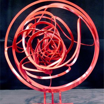 Sculpture intitulée "EVOLUTION ROUGE" par Lonzi, Œuvre d'art originale, Métaux