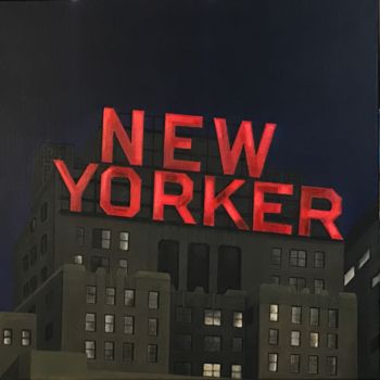 Malarstwo zatytułowany „New Yorker Hotel” autorstwa Philippe Manson, Oryginalna praca, Akryl Zamontowany na Drewniana rama n…