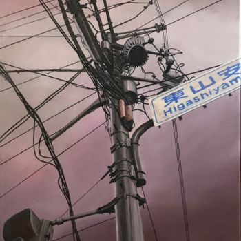 Картина под названием "Twilight in Kyoto I…" - Philippe Manson, Подлинное произведение искусства, Акрил Установлен на Деревя…