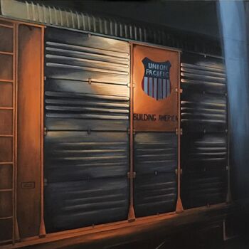 Malarstwo zatytułowany „Building America” autorstwa Philippe Manson, Oryginalna praca, Akryl Zamontowany na Drewniana rama n…