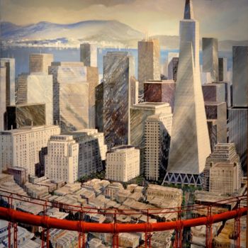 Pittura intitolato "Financial District…" da Philippe Metaireau, Opera d'arte originale
