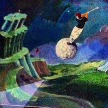 Painting titled "Flying Ball" by Philippe Metaireau, Original Artwork, Gouache