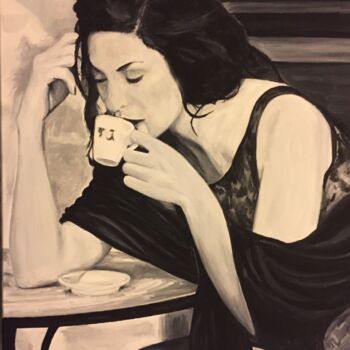 Pintura titulada "La buveuse de café…" por Philippe Metayer, Obra de arte original, Acrílico