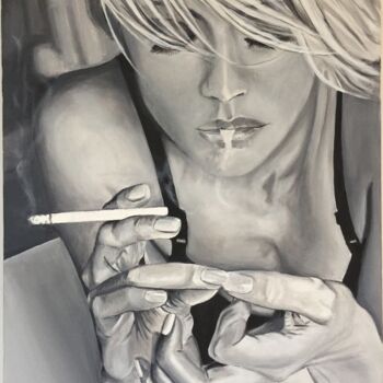 Картина под названием "Blonde à la cigaret…" - Philippe Metayer, Подлинное произведение искусства, Акрил