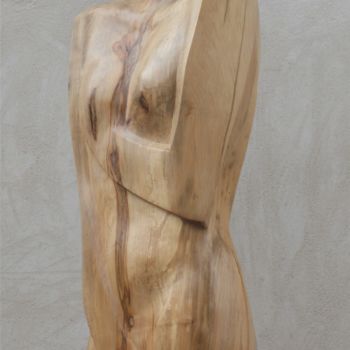 Sculptuur getiteld "BUSTE N°2 détail." door Philippe Olive, Origineel Kunstwerk, Hout