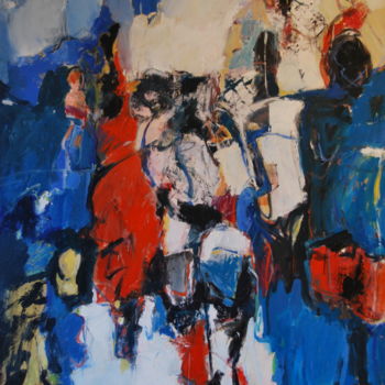 Peinture intitulée "rythme and blue" par Philippe Olivié, Œuvre d'art originale, Huile