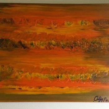 Peinture intitulée "Montagnes Orangées" par Philippe Ostyn, Œuvre d'art originale, Acrylique