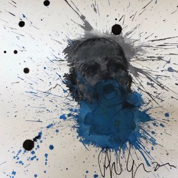 Peinture intitulée "Bébé bleu 4" par Philippe Pasqua, Œuvre d'art originale, Encre