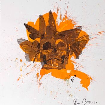 Malarstwo zatytułowany „Vanité orange 1” autorstwa Philippe Pasqua, Oryginalna praca, Ołówek