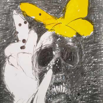 Картина под названием "Vanité jaune 2" - Philippe Pasqua, Подлинное произведение искусства, Карандаш