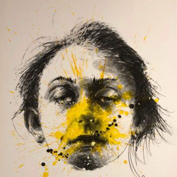 Malerei mit dem Titel "Jeune adulte jaune 1" von Philippe Pasqua, Original-Kunstwerk, Acryl