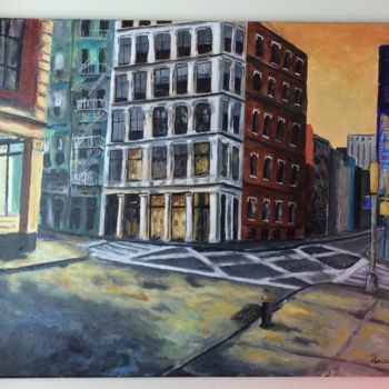 Painting titled "New York - Sud Manh…" by Philippe Racaud, Original Artwork, Acrylic Mounted on Wood Stretcher frame