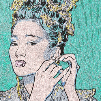 Arts numériques intitulée "La dame de Changai" par Philippe Raynal, Œuvre d'art originale, Peinture numérique