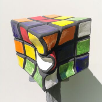 Скульптура под названием "Le Rudik's cube" - Philippe Rude, Подлинное произведение искусства, Глина