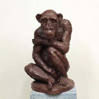 Sculptuur getiteld "Singe" door Philippe Rude, Origineel Kunstwerk, Klei