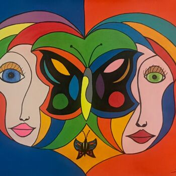 Malerei mit dem Titel "Âmes sœurs" von Philippe Seigle, Original-Kunstwerk, Acryl