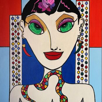 Картина под названием "Miss Yutu" - Philippe Seigle, Подлинное произведение искусства, Акрил Установлен на Деревянная рама д…