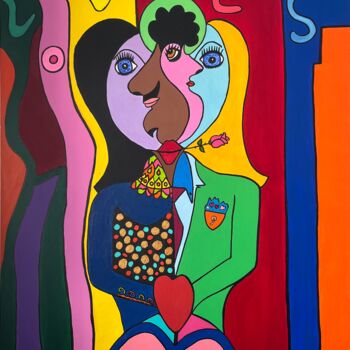 Painting titled "Loves" by Philippe Seigle, Original Artwork, Acrylic Mounted on Wood Stretcher frame