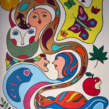 Картина под названием "Life" - Philippe Seigle, Подлинное произведение искусства, Акрил Установлен на Деревянная рама для но…