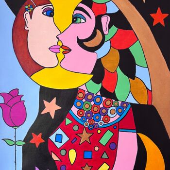 Painting titled "Sweet tentation" by Philippe Seigle, Original Artwork, Acrylic Mounted on Wood Stretcher frame