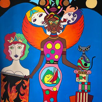 Painting titled "Ocean Queens" by Philippe Seigle, Original Artwork, Acrylic Mounted on Wood Stretcher frame