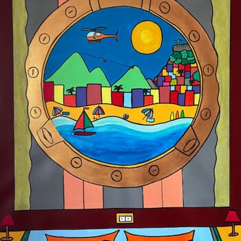 Painting titled "A chegada" by Philippe Seigle, Original Artwork, Acrylic Mounted on Wood Stretcher frame