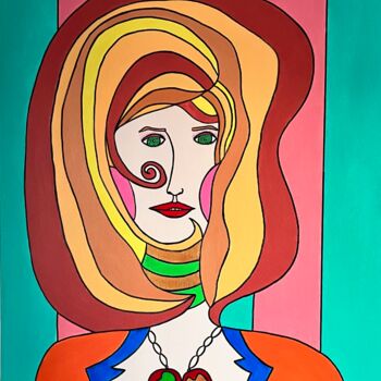 Painting titled "L’ange blond" by Philippe Seigle, Original Artwork, Acrylic Mounted on Wood Stretcher frame