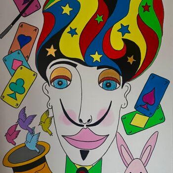 Painting titled "Le magicien" by Philippe Seigle, Original Artwork, Acrylic Mounted on Wood Stretcher frame