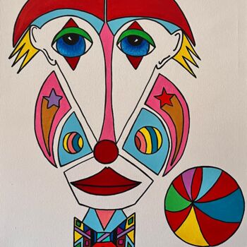 Painting titled "Nos clowns" by Philippe Seigle, Original Artwork, Acrylic Mounted on Wood Stretcher frame