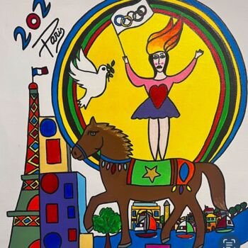 Pintura intitulada "Les jeux de Paris" por Philippe Seigle, Obras de arte originais, Acrílico Montado em Armação em madeira