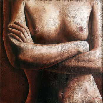 Painting titled "Entre les lignes" by Philippe Vautrin, Original Artwork, Oil Mounted on Wood Panel