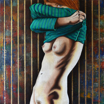 Картина под названием "Léa" - Philippe Vautrin, Подлинное произведение искусства, Масло Установлен на Деревянная панель