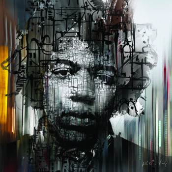 Digitale Kunst getiteld "Jimi" door Philippe Viejo, Origineel Kunstwerk, Digitaal Schilderwerk