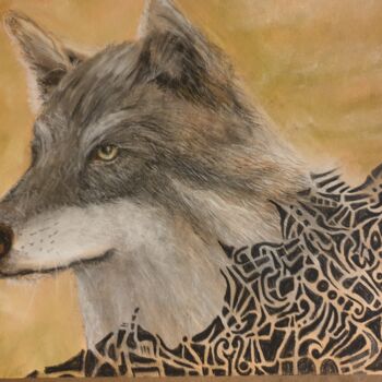 Dessin intitulée "Brasnak, le Loup Gr…" par Philippe Vignaux, Œuvre d'art originale, Pastel
