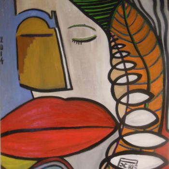 Painting titled "Grosse bouche N°8" by Philippe Vos, Original Artwork