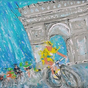Peinture intitulée "Cyclisme à Paris" par Philippe Walle, Œuvre d'art originale, Huile
