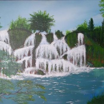 Painting titled "cascade d'eau" by Philippe A, Original Artwork